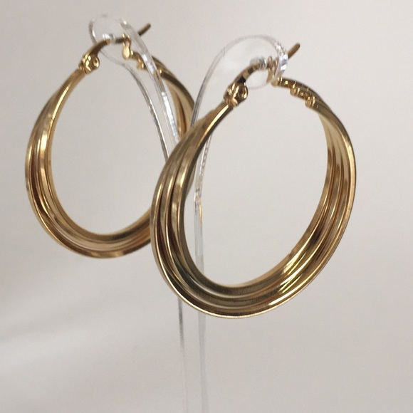 Jewelry - 🔥Hoop Golden 3 lines Earrings